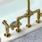 Kingston Brass KS2337CG Industrial Style Bridge Kitchen Faucet with Brass Sprayer, Brushed Brass KS2337CG - alternate 3